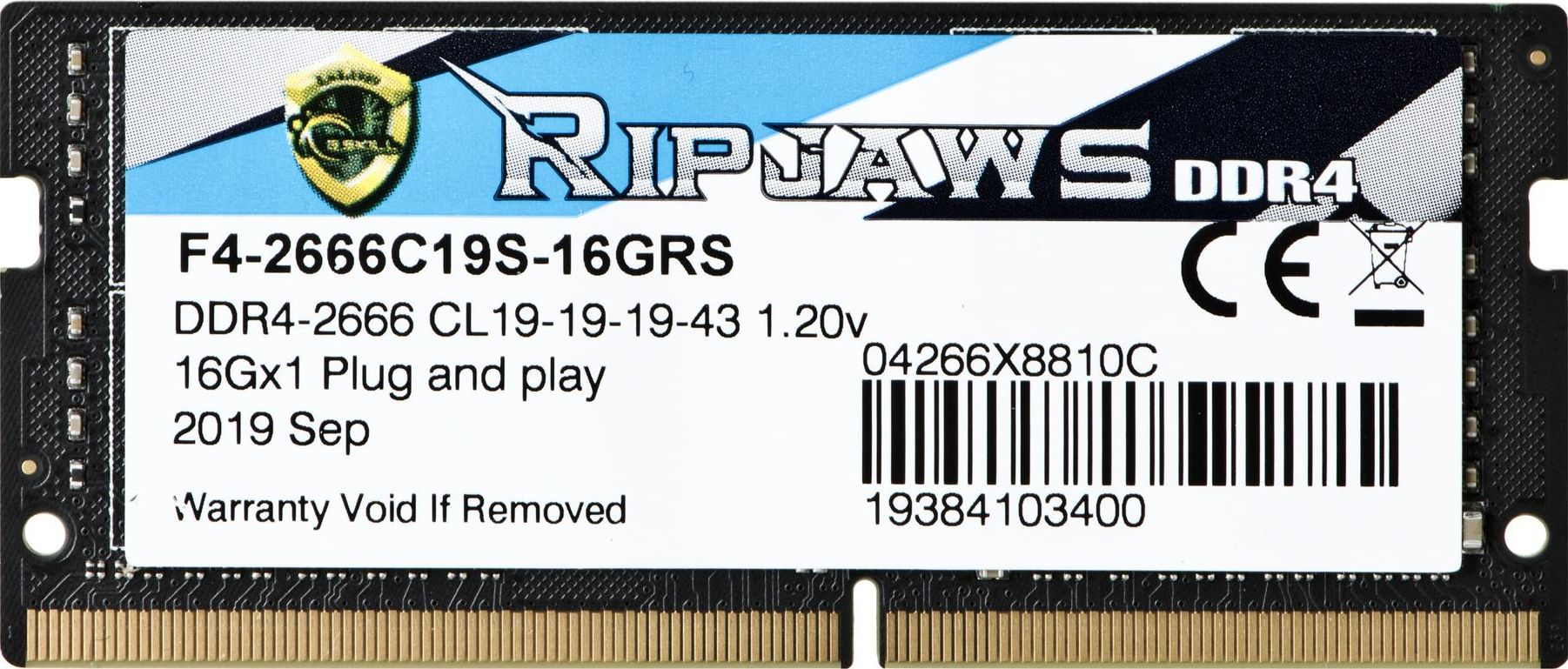 G.Skill Ripjaws F4-2666C19S-16GRS memory module