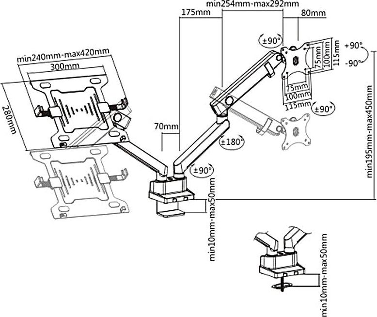 Maclean Double Stand For Monitor Notebook