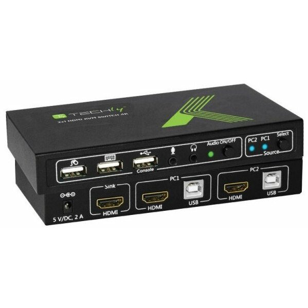 Przełącznik Techly 2-portowy przełącznik KVM HDMI/USB
