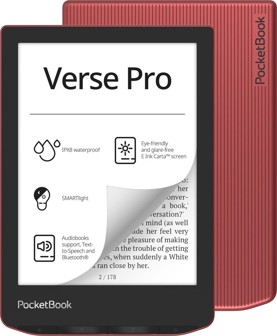 E-Reader|POCKETBOOK|Verse Pro|6"|1072x1448|1xUSB-C|Wireless LAN|Bluetooth|Red|PB634-3-WW | PB634-3-WW