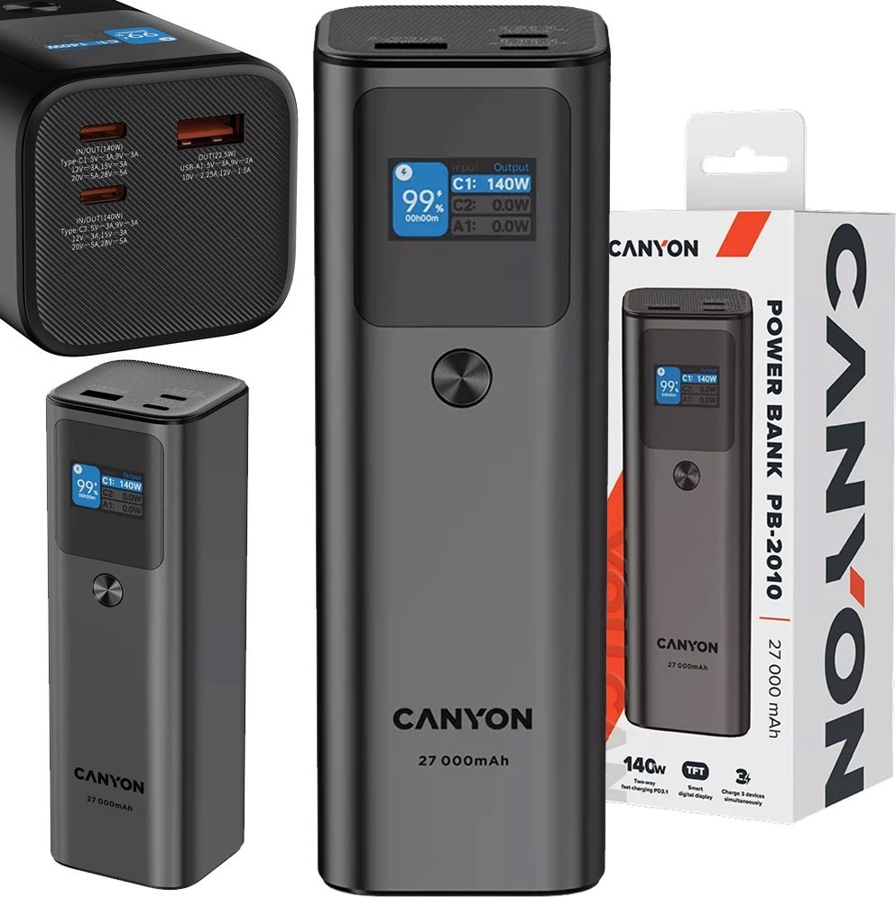Powerbank Canyon PB-2010 27000mAh Szary |