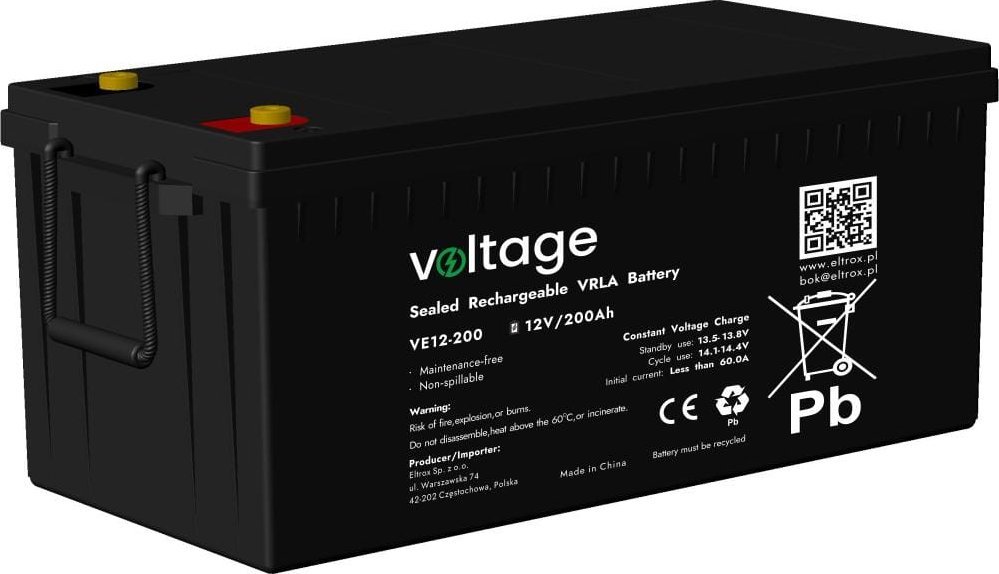 Voltage Akumulator AGM Voltage 12V 200Ah