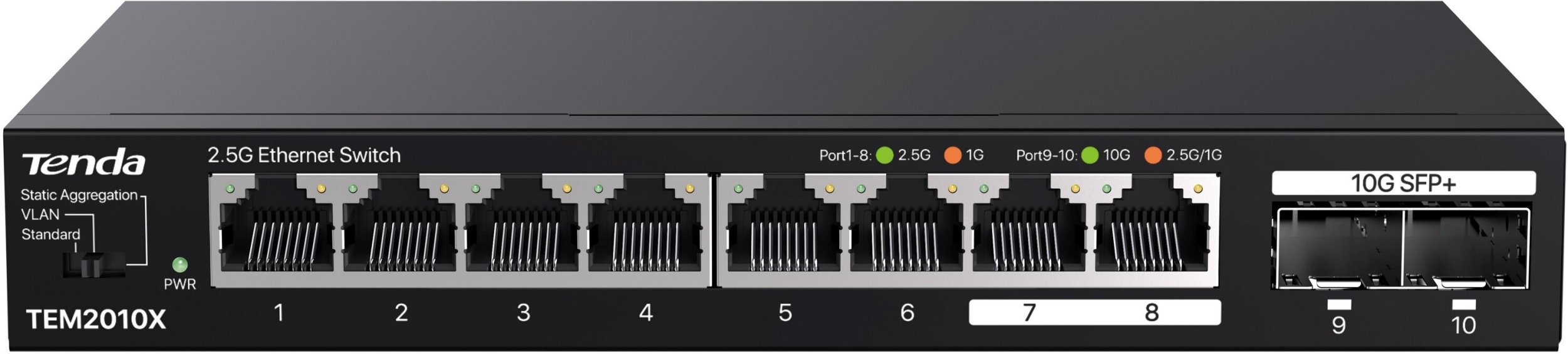 Tenda TEM2010X - Multi-gigabit switch, 8x