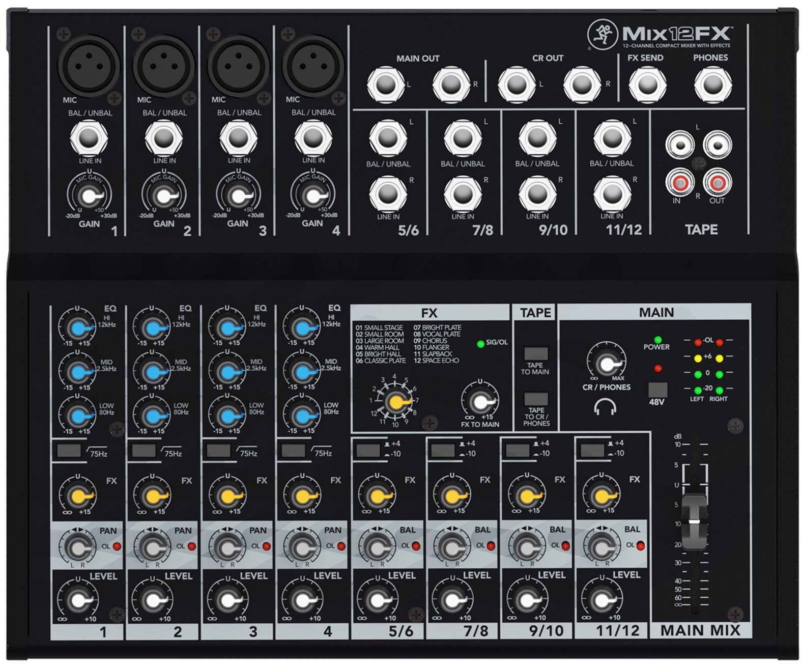 Chanel Mackie sound mixer Mix12FX |