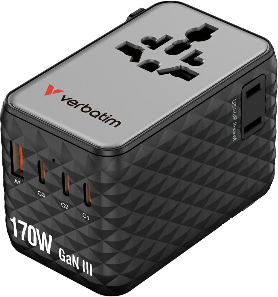Verbatim Adapter podróżny EU/UK/US GaN 2xUSB-A/3xUSB-C