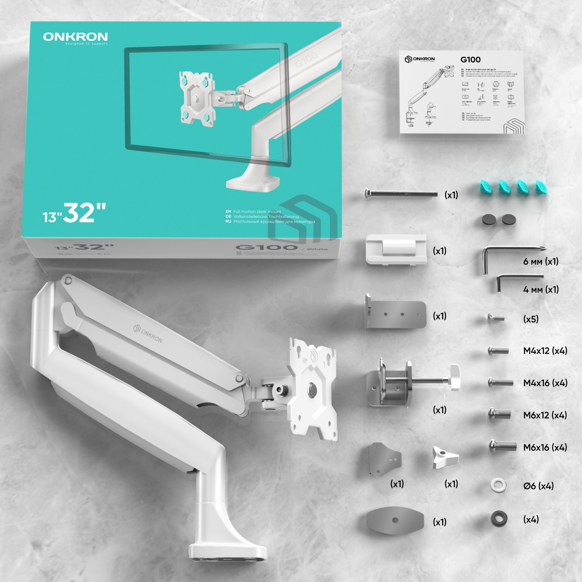 MONITOR ACC DESK MOUNT/13-32" WHITE G100-W
