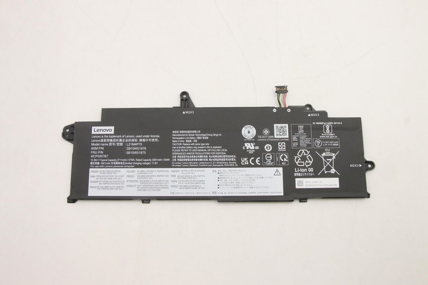 Bateria Lenovo 57Wh internal lithium-ion |