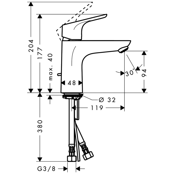 Bateria umywalkowa Hansgrohe Focus stojąca chrom