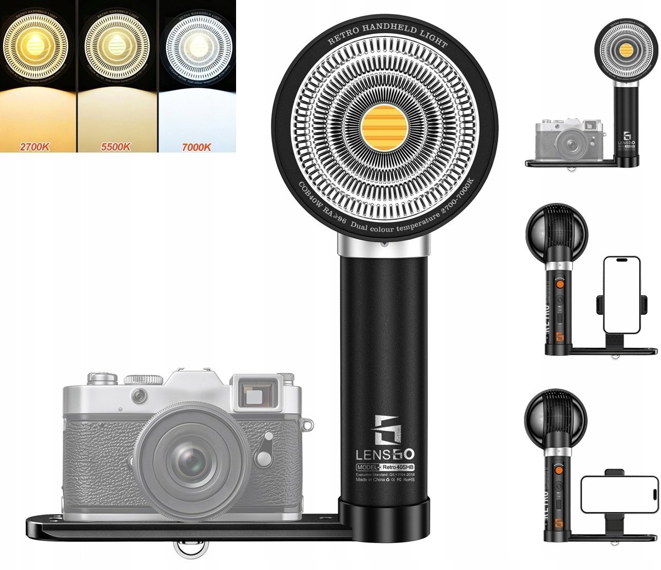 Lampa pierścieniowa LensGo Ręczna Lampa Led