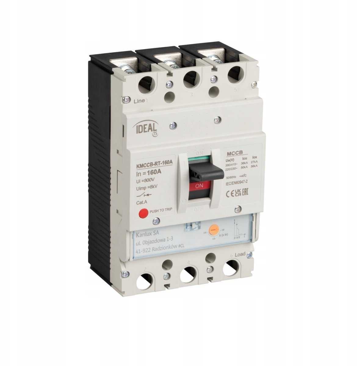 Kanlux Wyłącznik kompaktowy MCCB KMCCB-RT-160A regulacja