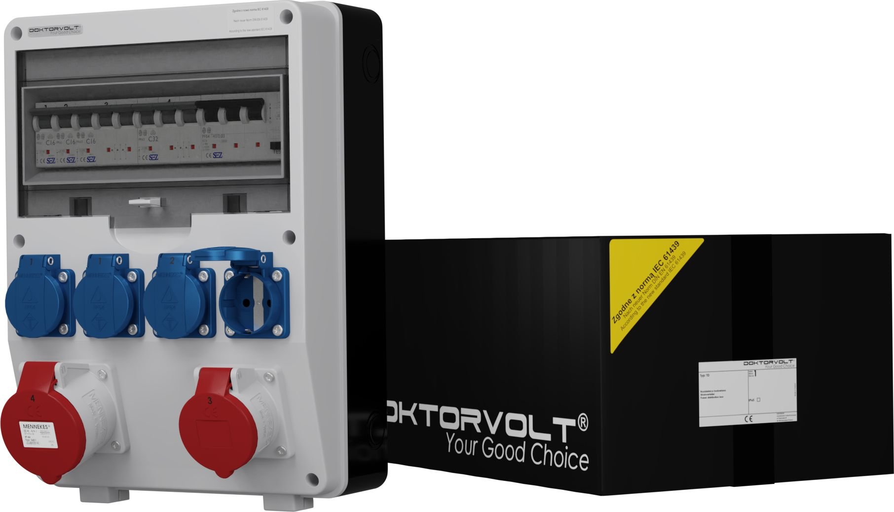 Doktorvolt Rozdzielnica budowlana TD-S/FI 32A 16A