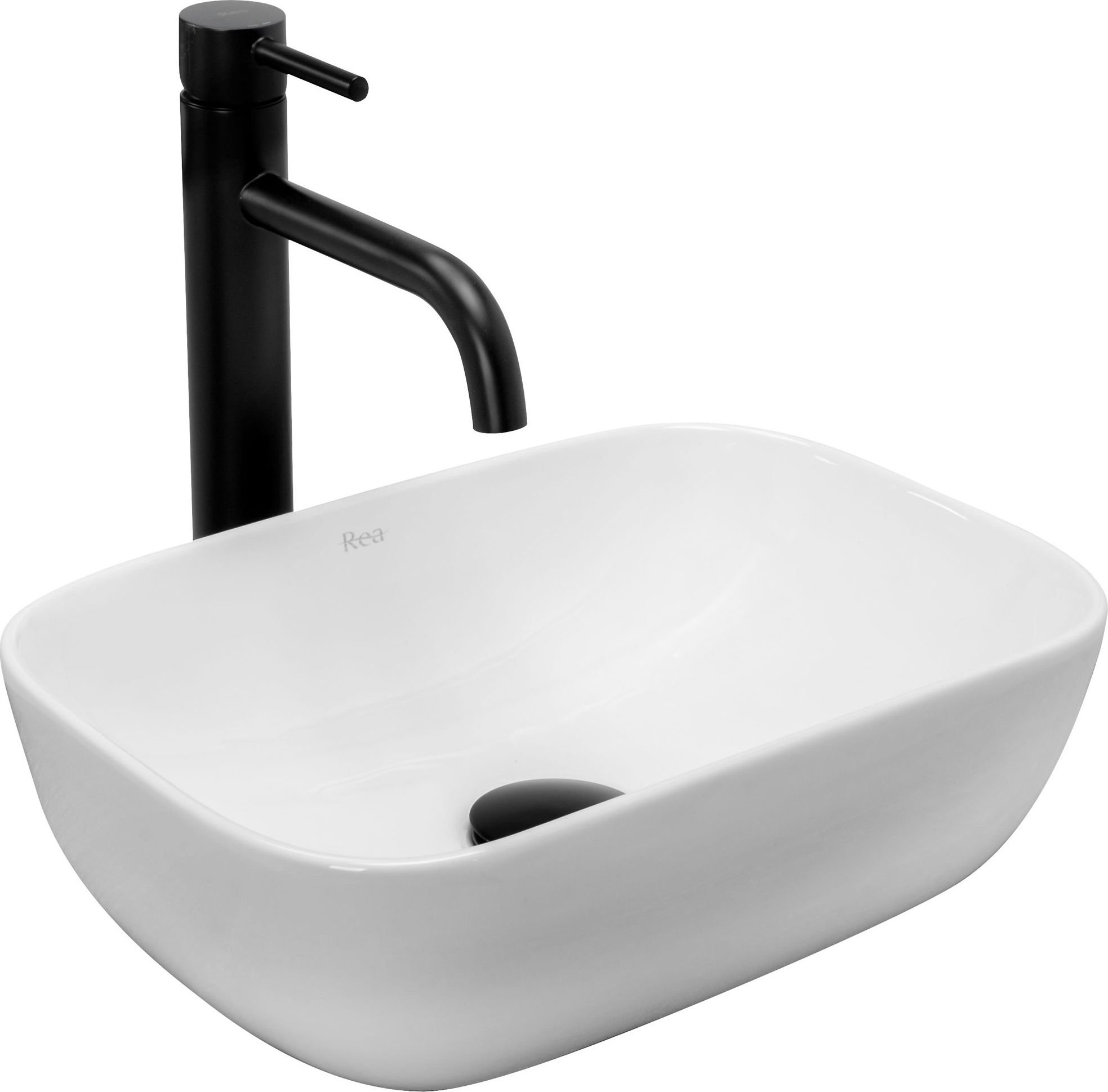 Umywalka Rea Belinda nablatowa 37cm biała