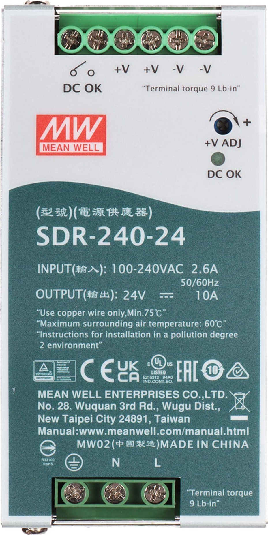 Mean Well Zasilacz Impulsowy SDR-240-24 |