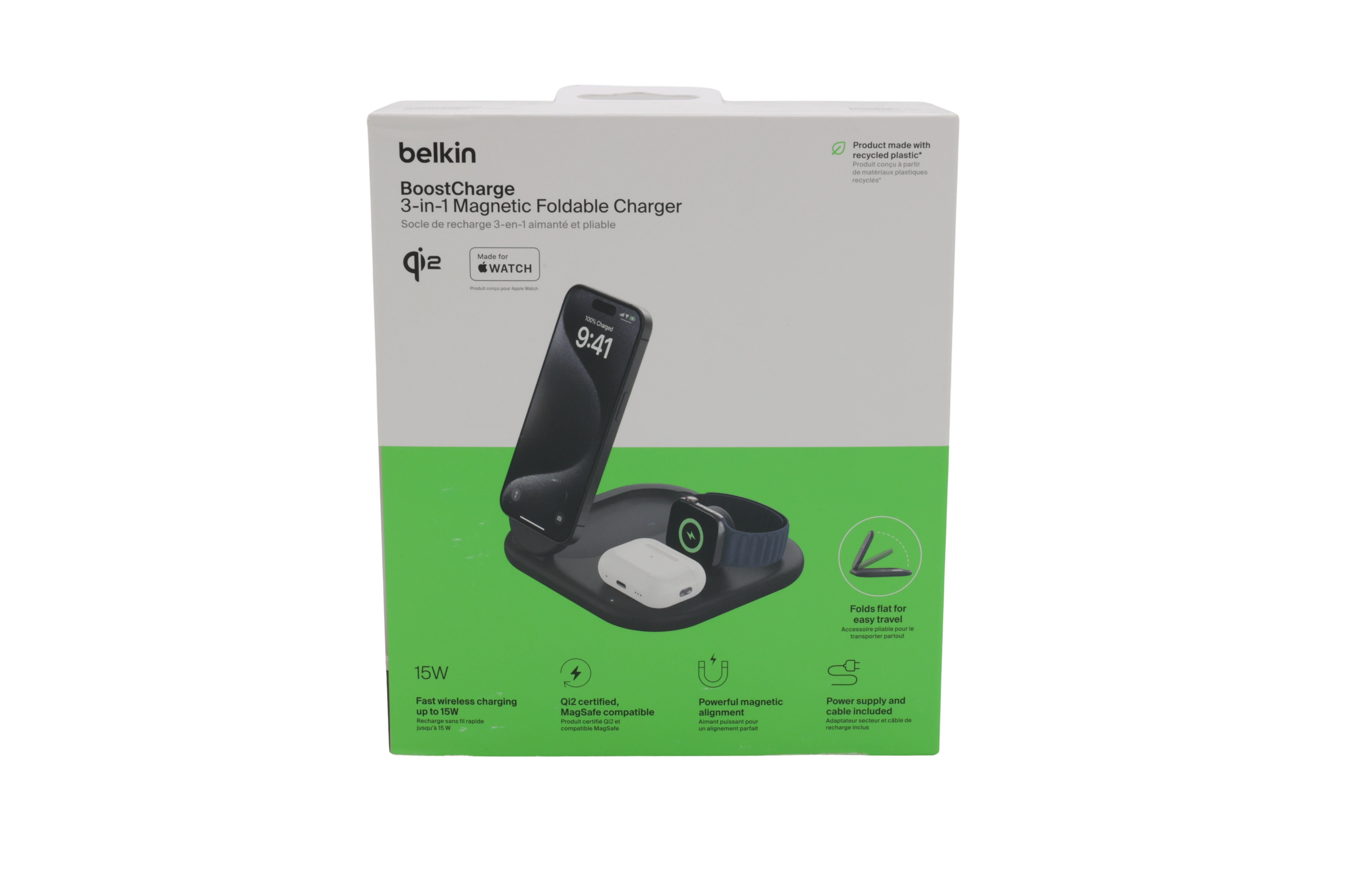 Belkin BoostCharge 3-in-1 Qi2 Ladestation, black