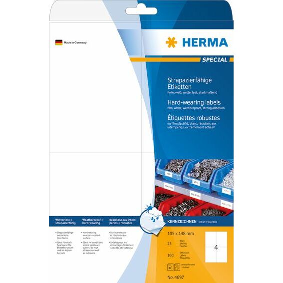 Herma Etykiety foliowe 4697, A4, 105