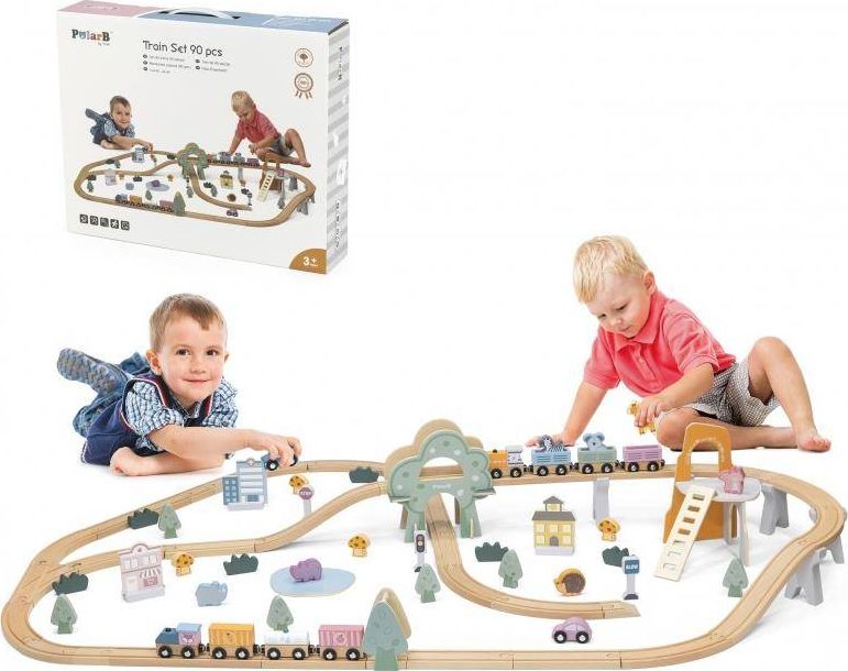 Viga Toys Drewniana kolejka dla dzieci