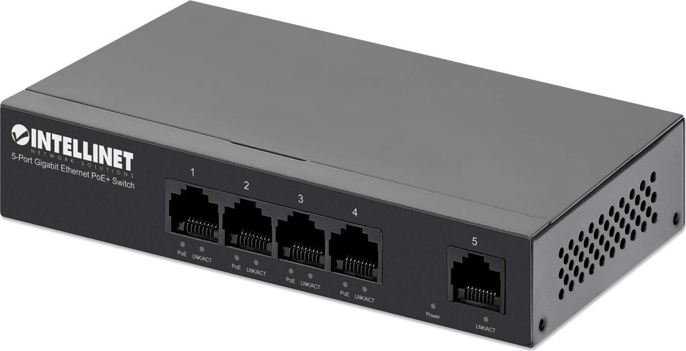Switch Intellinet 5-Port Gigabit Ethernet PoE+