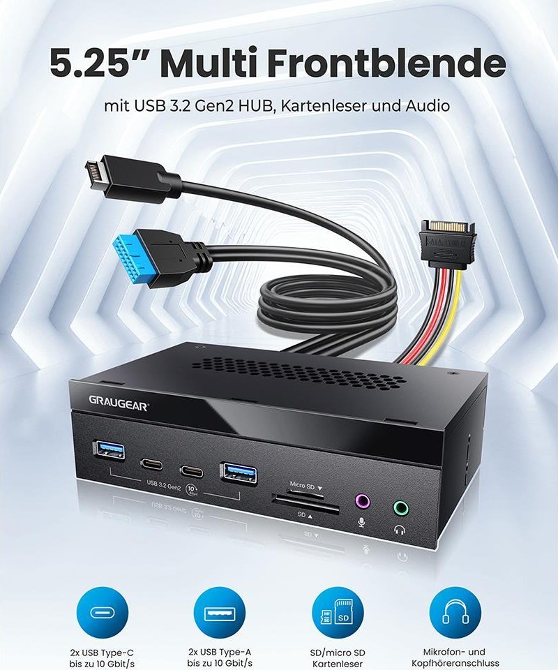 Graugear Multi Frontblende mit USB HUB