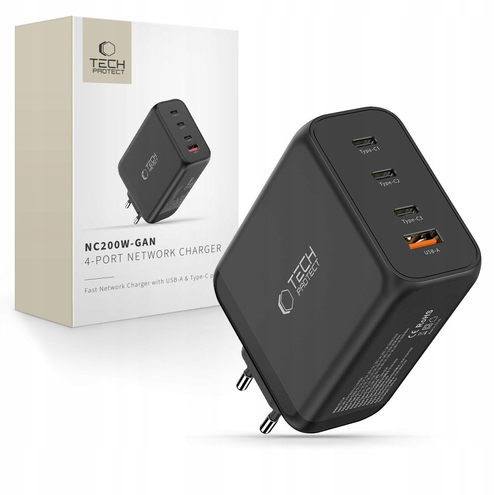 Ładowarka Tech-Protect NC200W-GaN 1x USB-A 3x