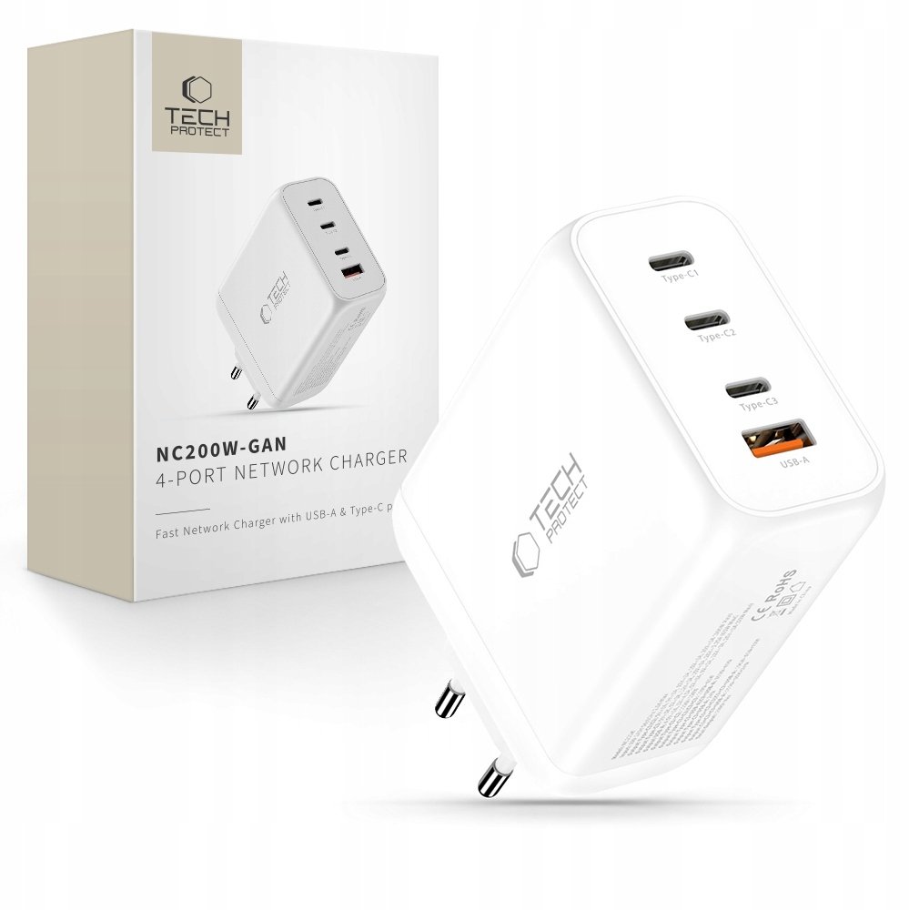 Ładowarka Tech-Protect NC200W-GaN 1x USB-A 3x