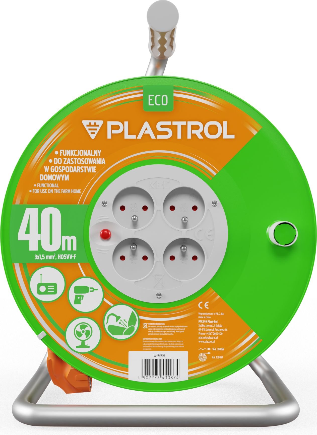 Plastrol przedłużacz bębnowy Standard Line 40m