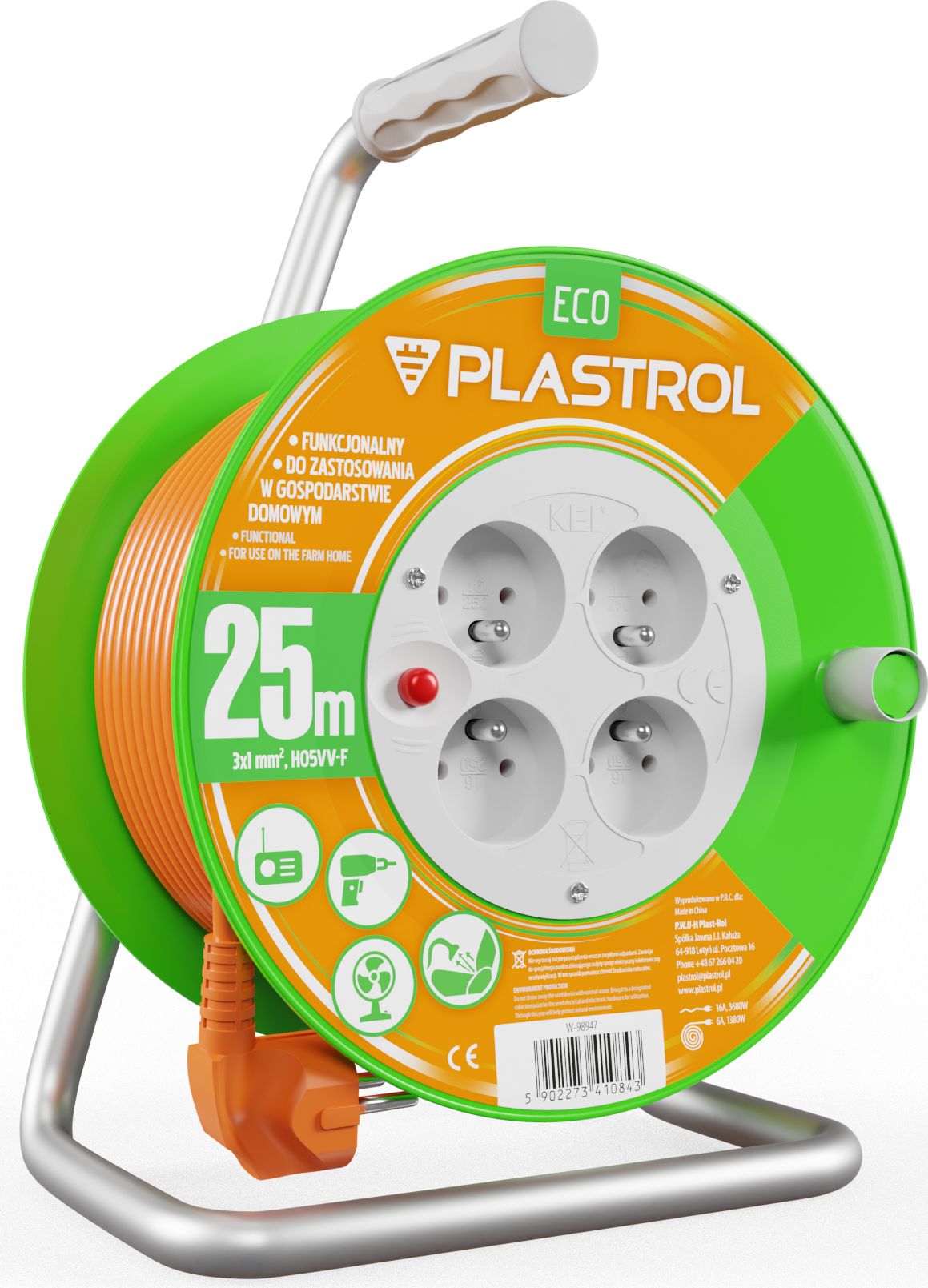 Plastrol przedłużacz bębnowy Standard Line 25m