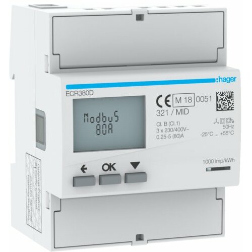 Hager Licznik energii elektrycznej 3-fazowy 80A