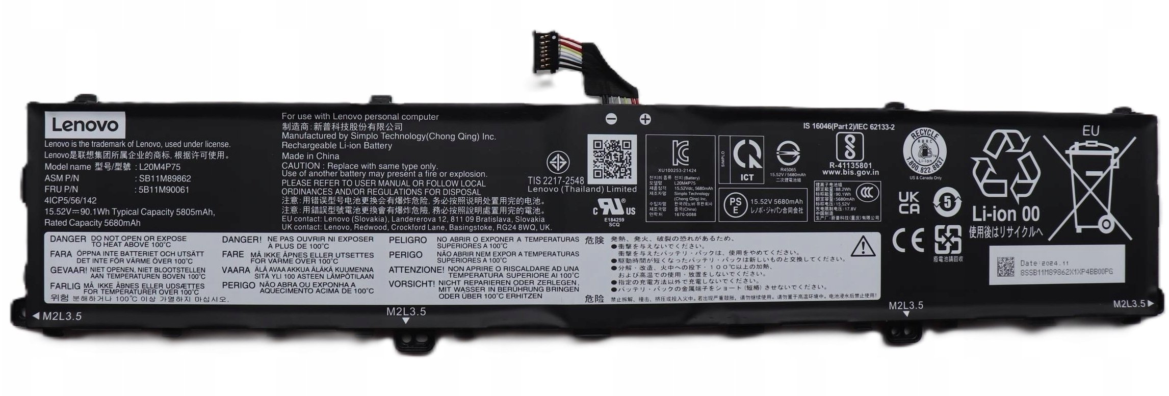 Bateria Lenovo Internal, 4c, 90Wh, LiIon
