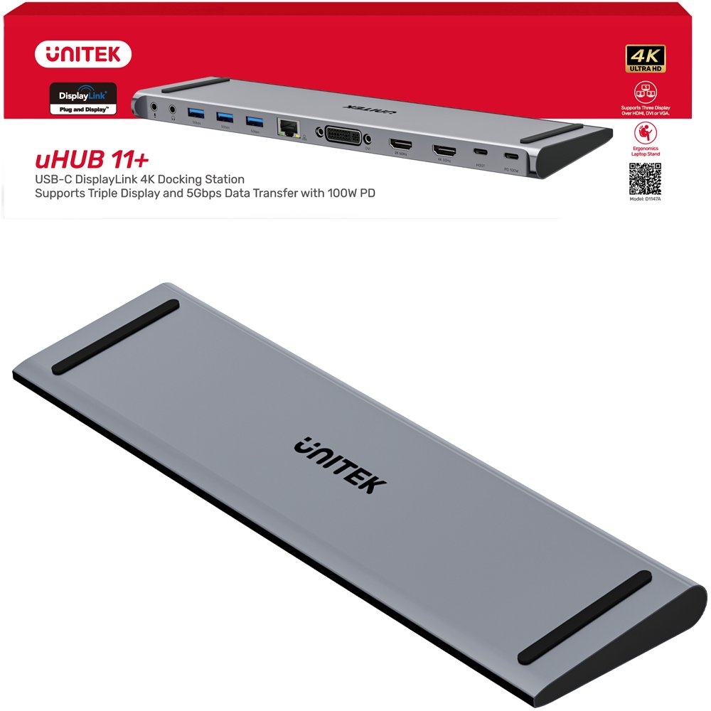 Stacja/replikator Unitek uHUB11+ USB-C z DisplayLink