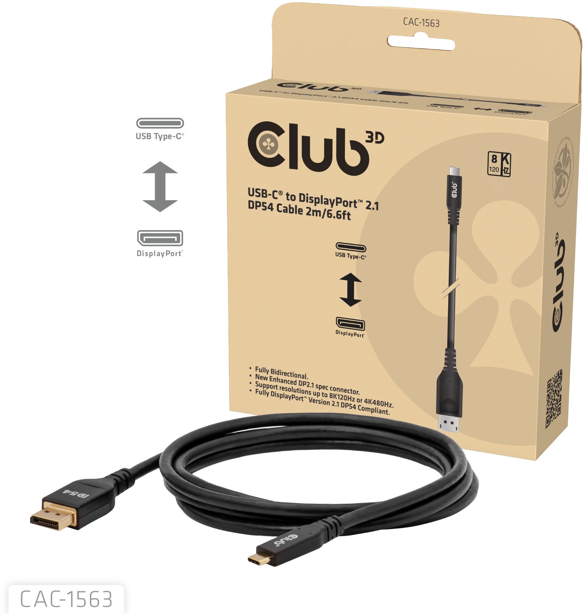 CABLE USB-C TO DP 2M/M/M CAC-1563