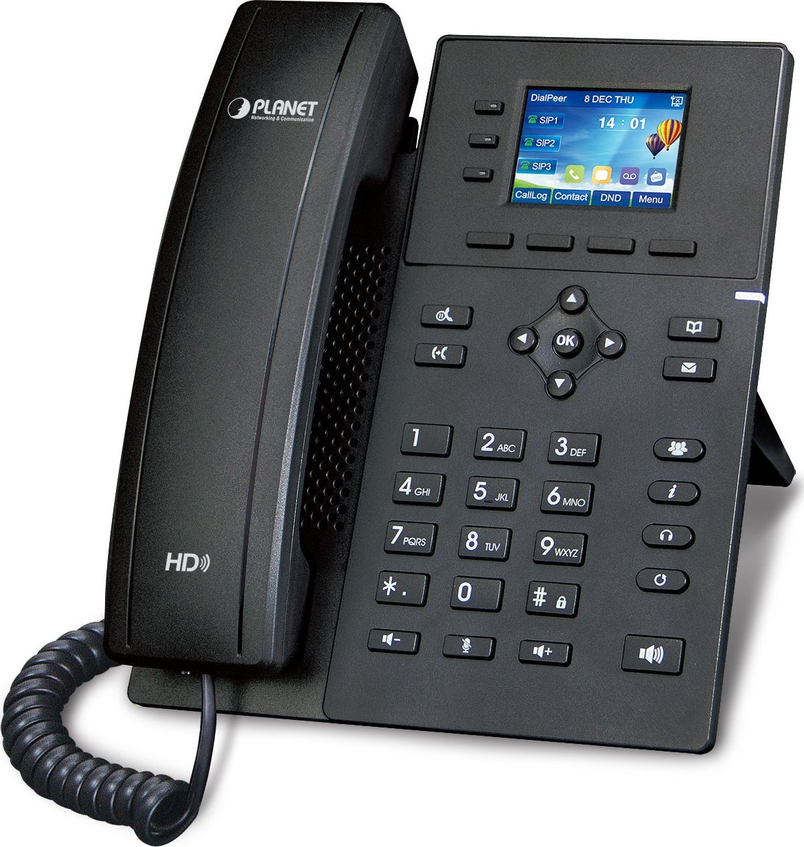PLANET VIP-1140PT telefon VoIP Czarny LCD