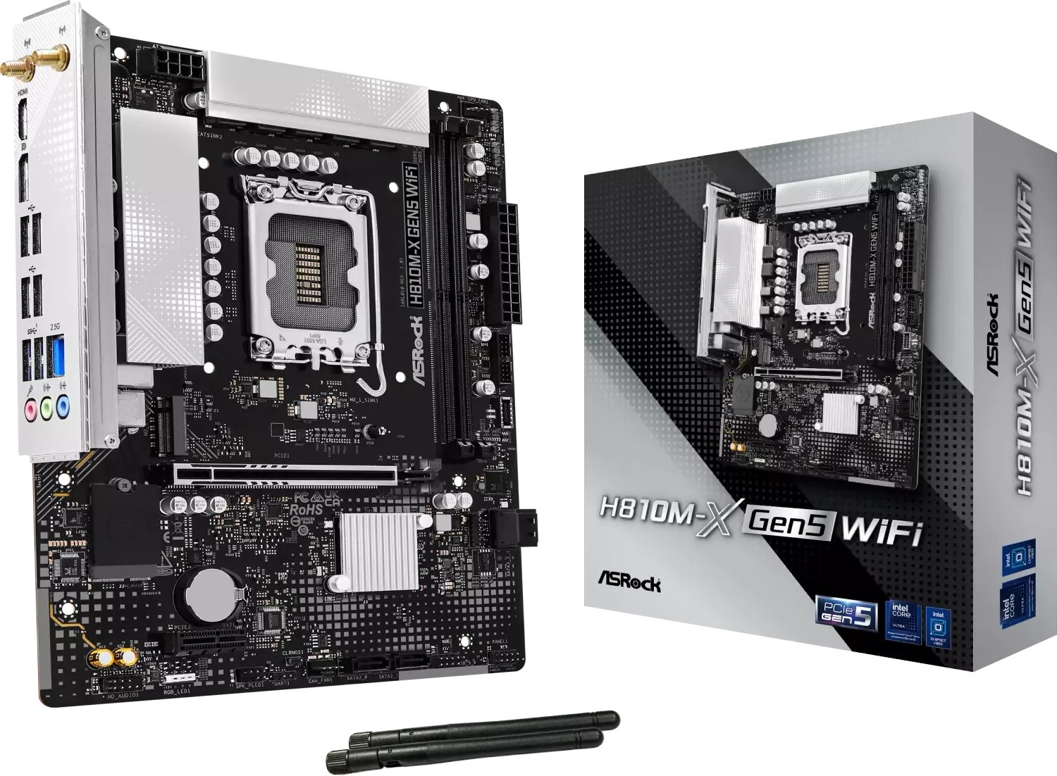Mainboard|ASROCK|LGA 1851 (Socket V1)|RAM DDR5-SDRAM|2xSlots|H810M-XGEN5WIFI |