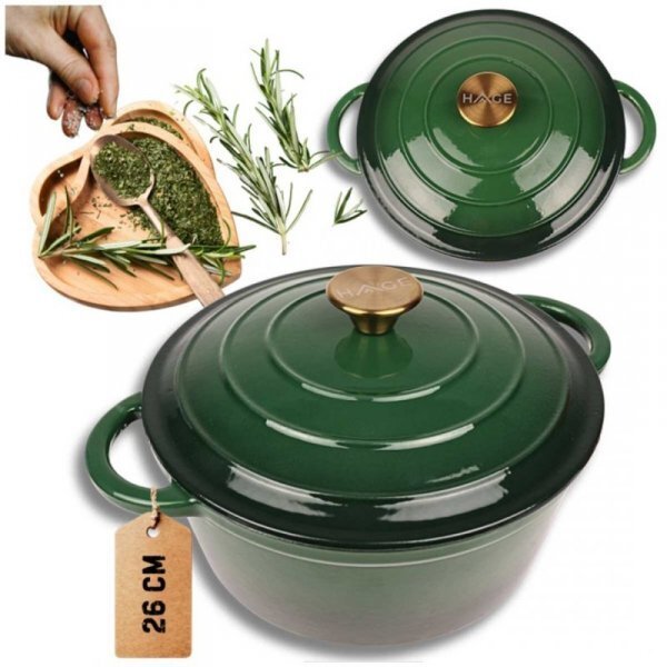 HAGE EMALIOWANY GARNEK ŻELIWNY 24cm 4L