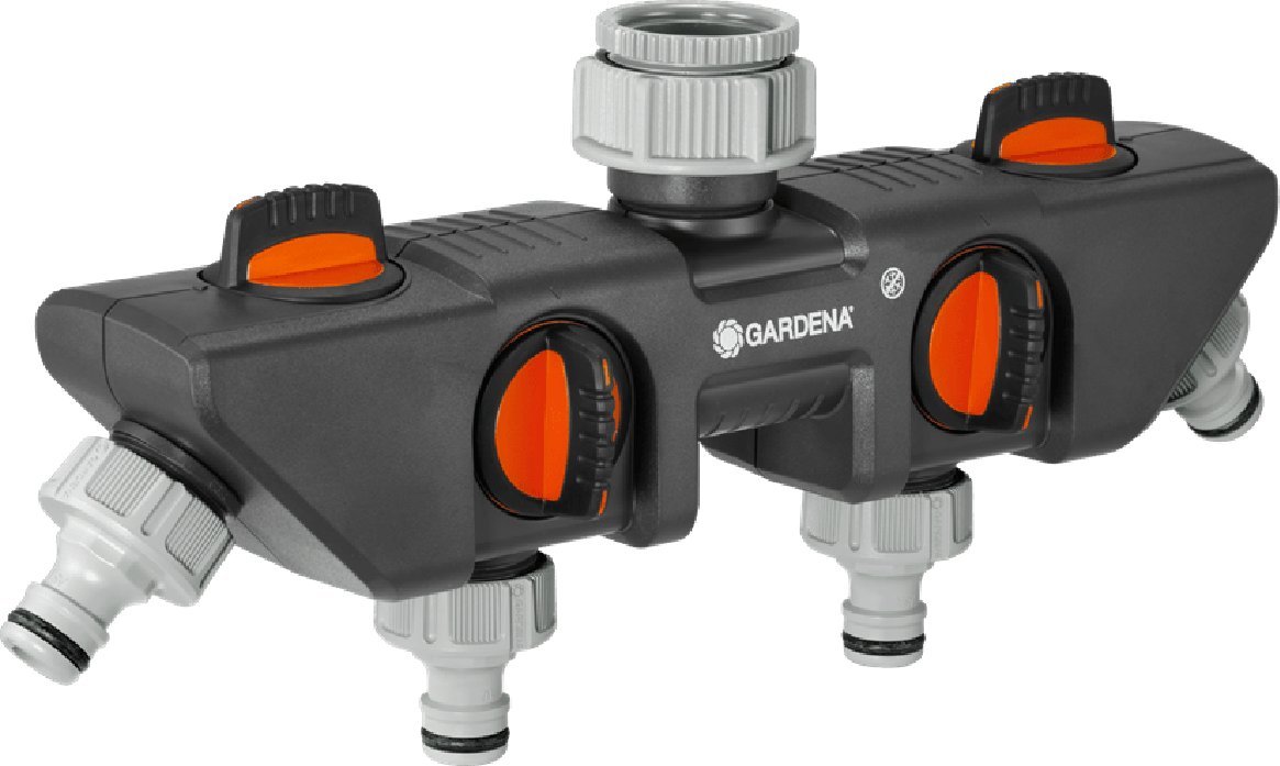 Gardena 4-channel water distributor with valves