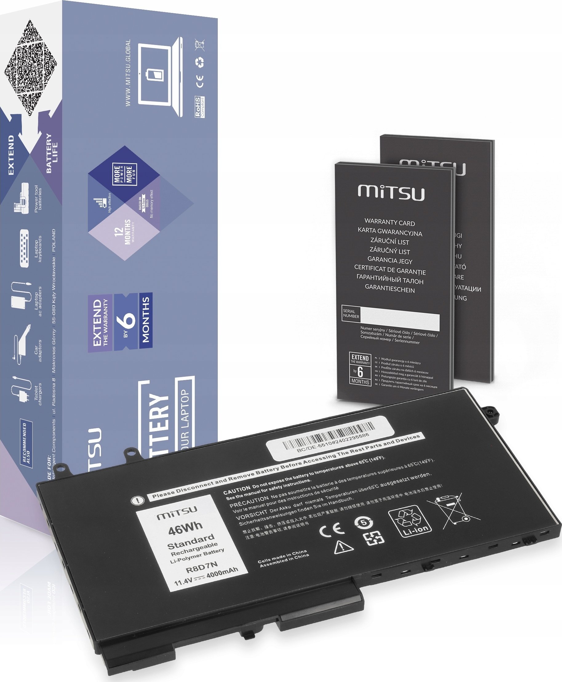 Mitsu Battery R8D7N for Dell Latitude