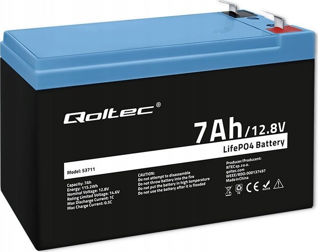 Qoltec Akumulator LiFePO4 Litowo-Żelazowo-Fosforanowy 12.8V