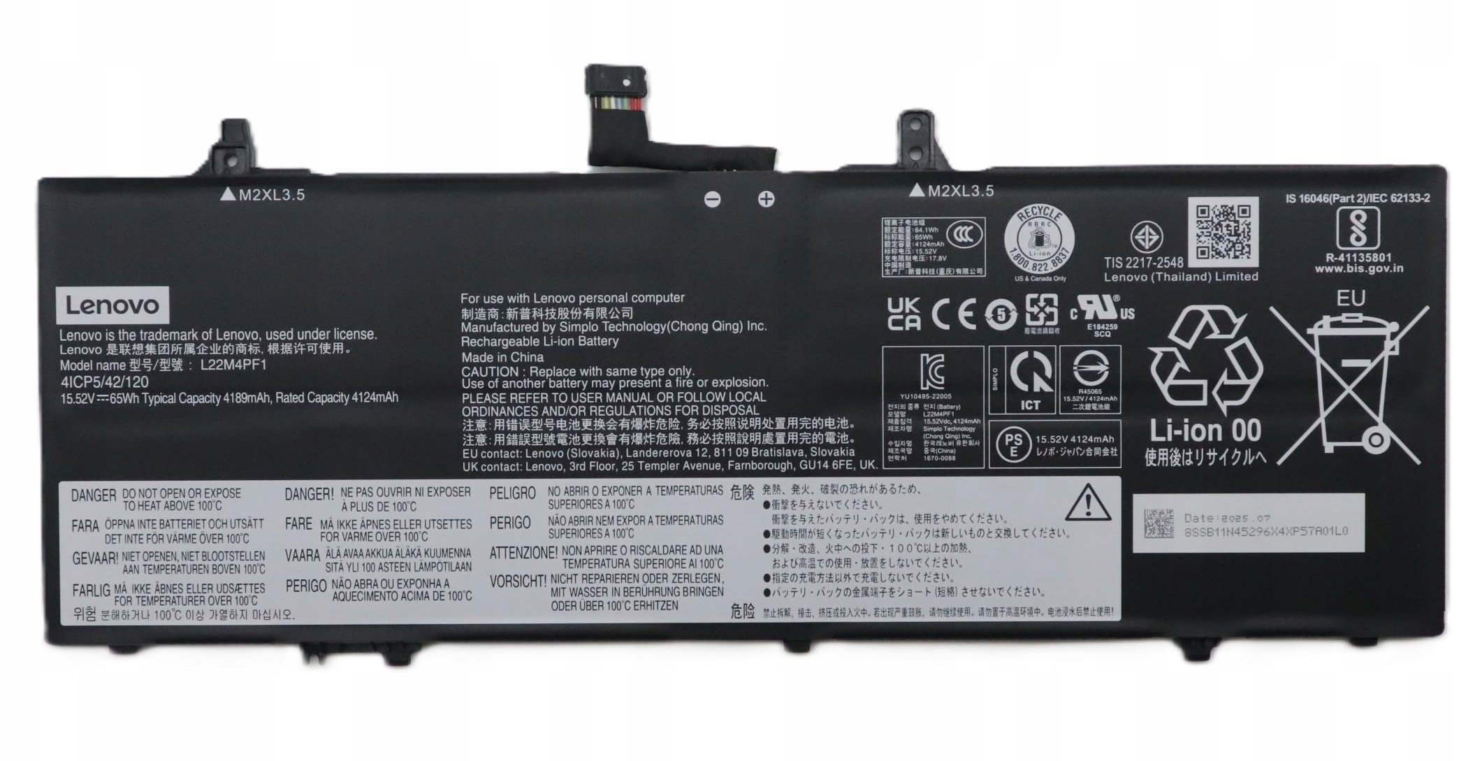 Bateria Lenovo 65Wh 4-cell Li-Polymer laptop