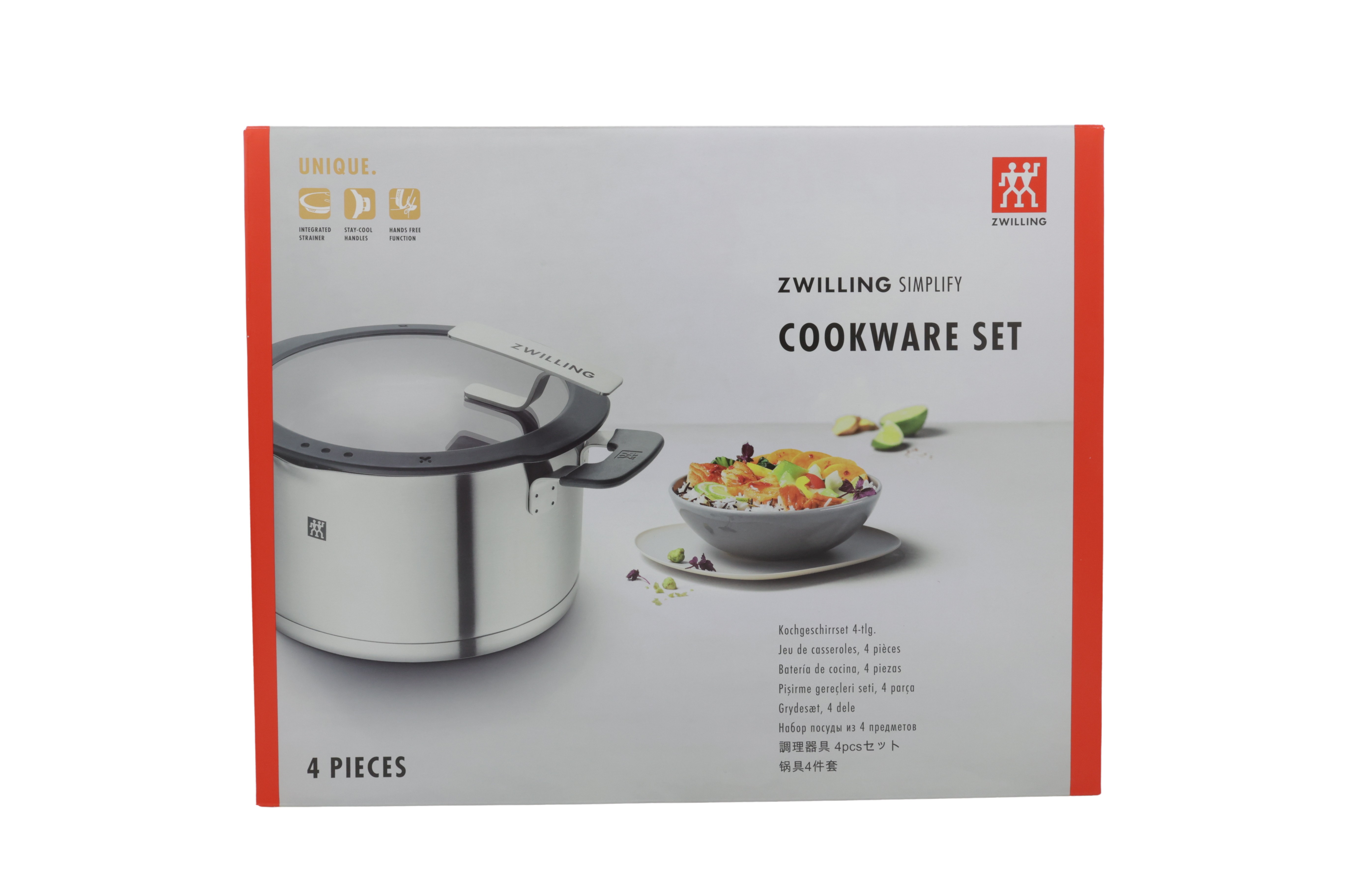 Zwilling 1009149 Simplify Edelstahl-Kochtopfset 4-teilig Silber-Schwarz
