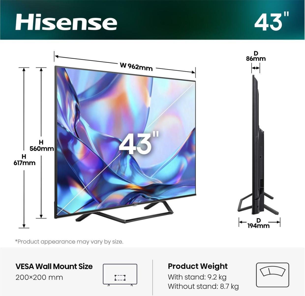 Telewizor Hisense Telewizor 43A7DS | 20019192