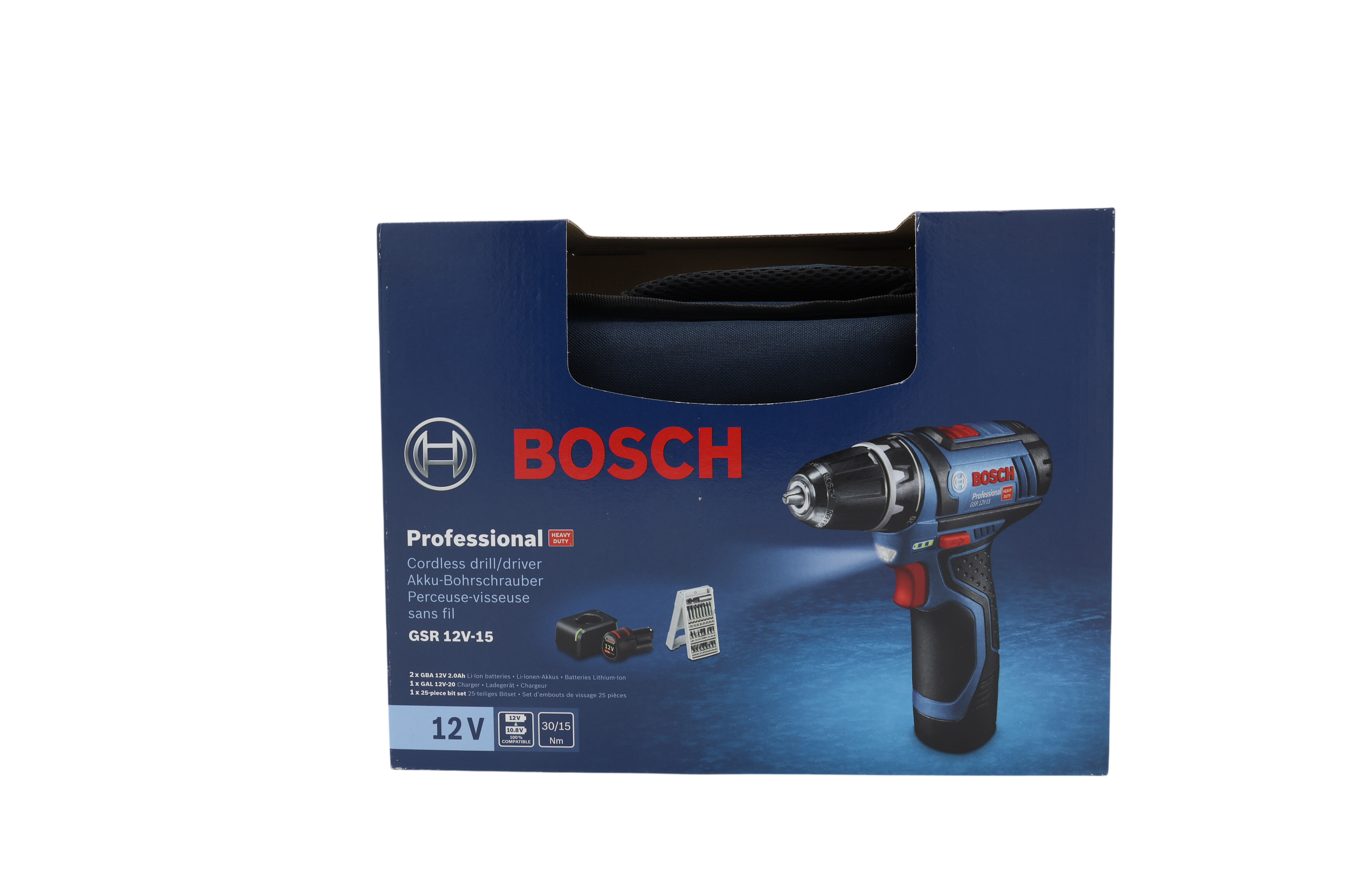 BOSCH GSR12V-15 Akku-Bohrschrauber 2x2.0Ah Bag