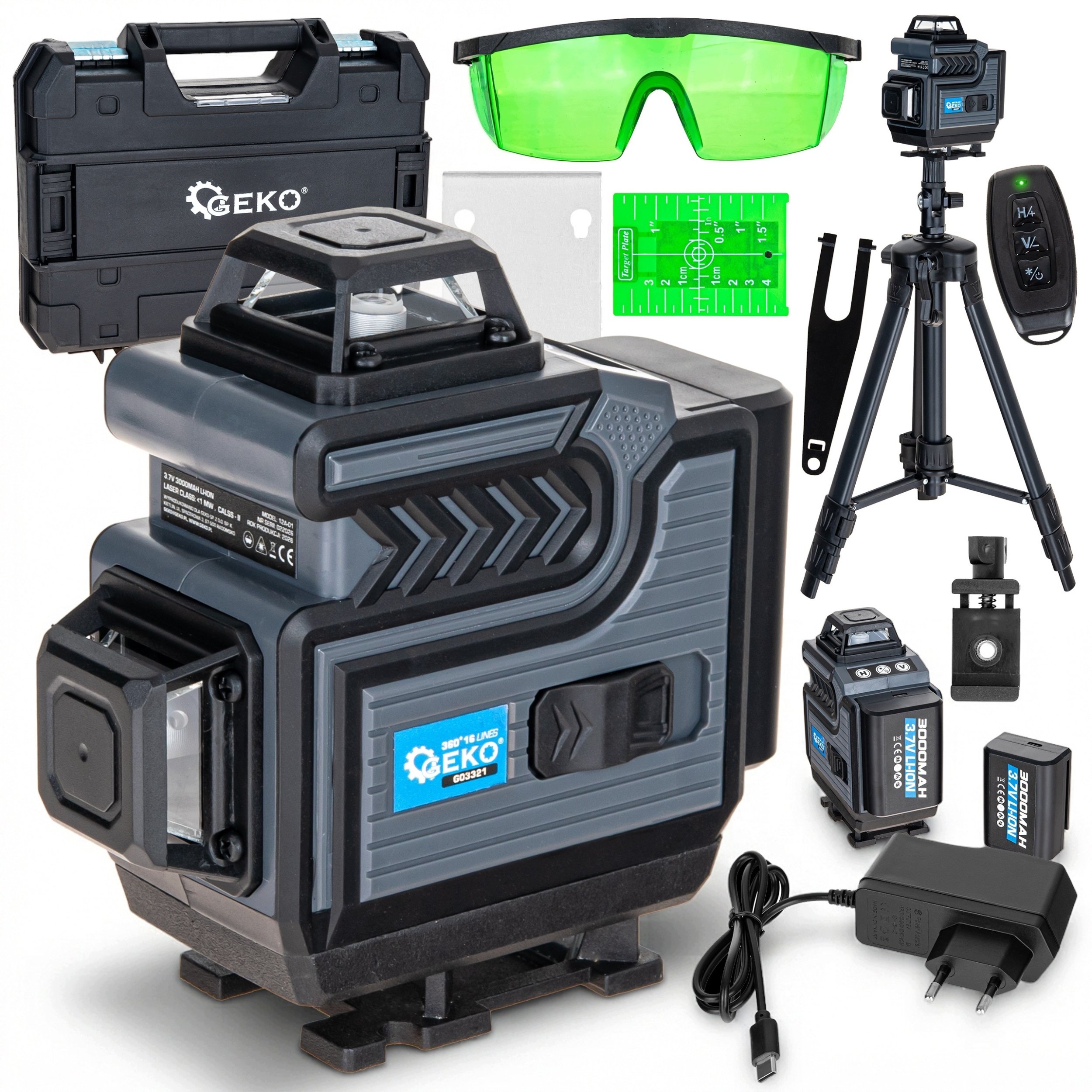Geko Laser krzyżowy 360° 4D zielona