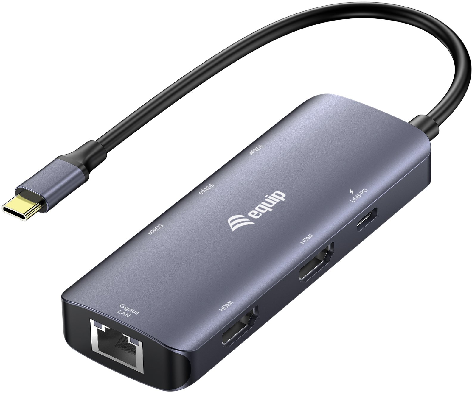 Adapter USB Equip USB-C->2xHDMI/RJ45/2xUSB-A/USB-C3.2 St/Bu