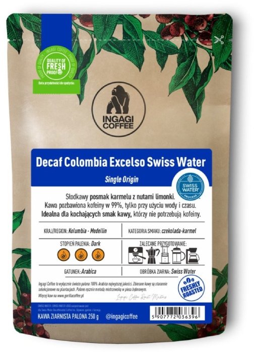 Kawa ziarnista Ingagi Decaf Colombia Excelso