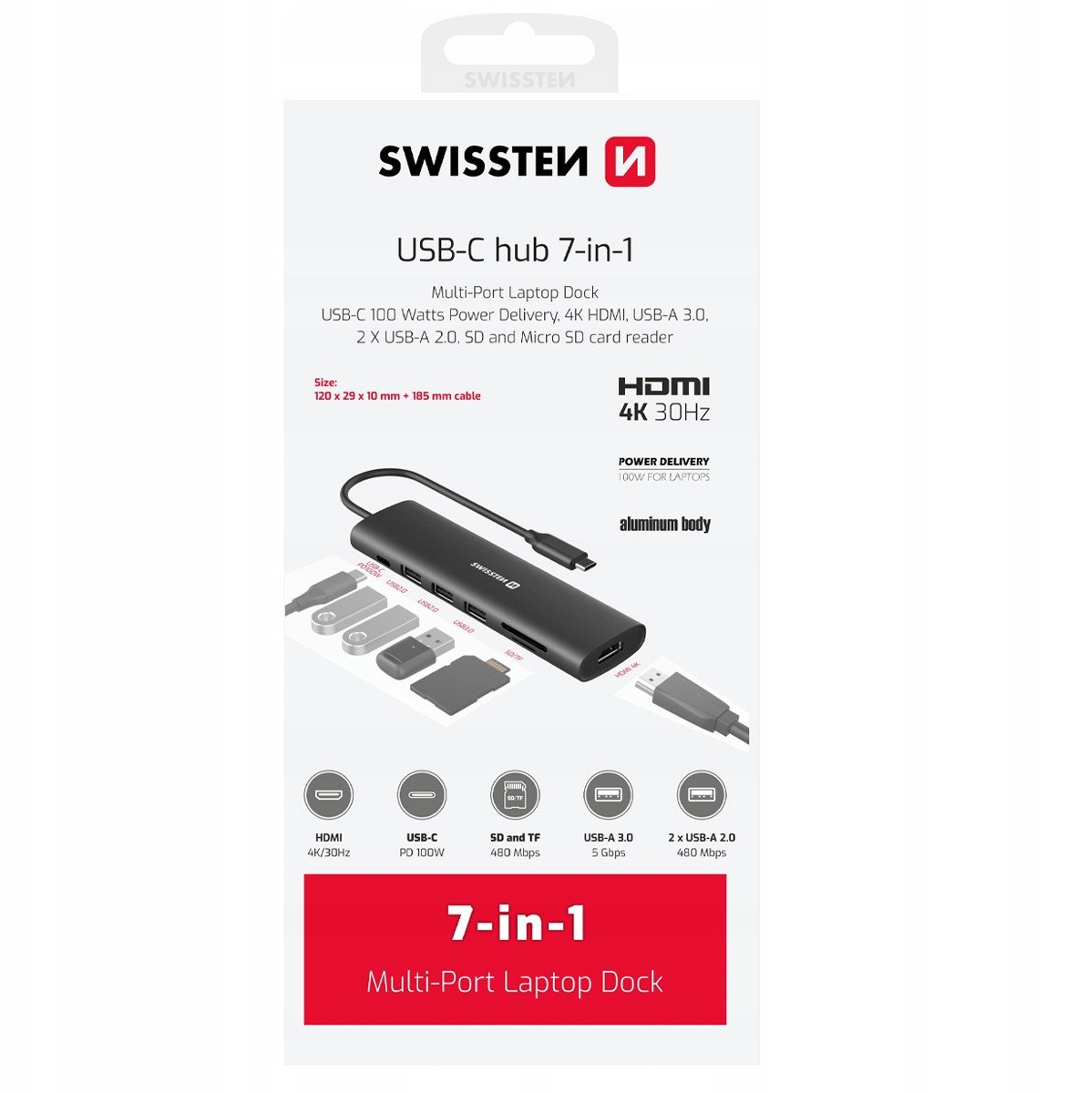 Stacja/replikator Swissten Aluminium Multi-Port 7in1 USB-C