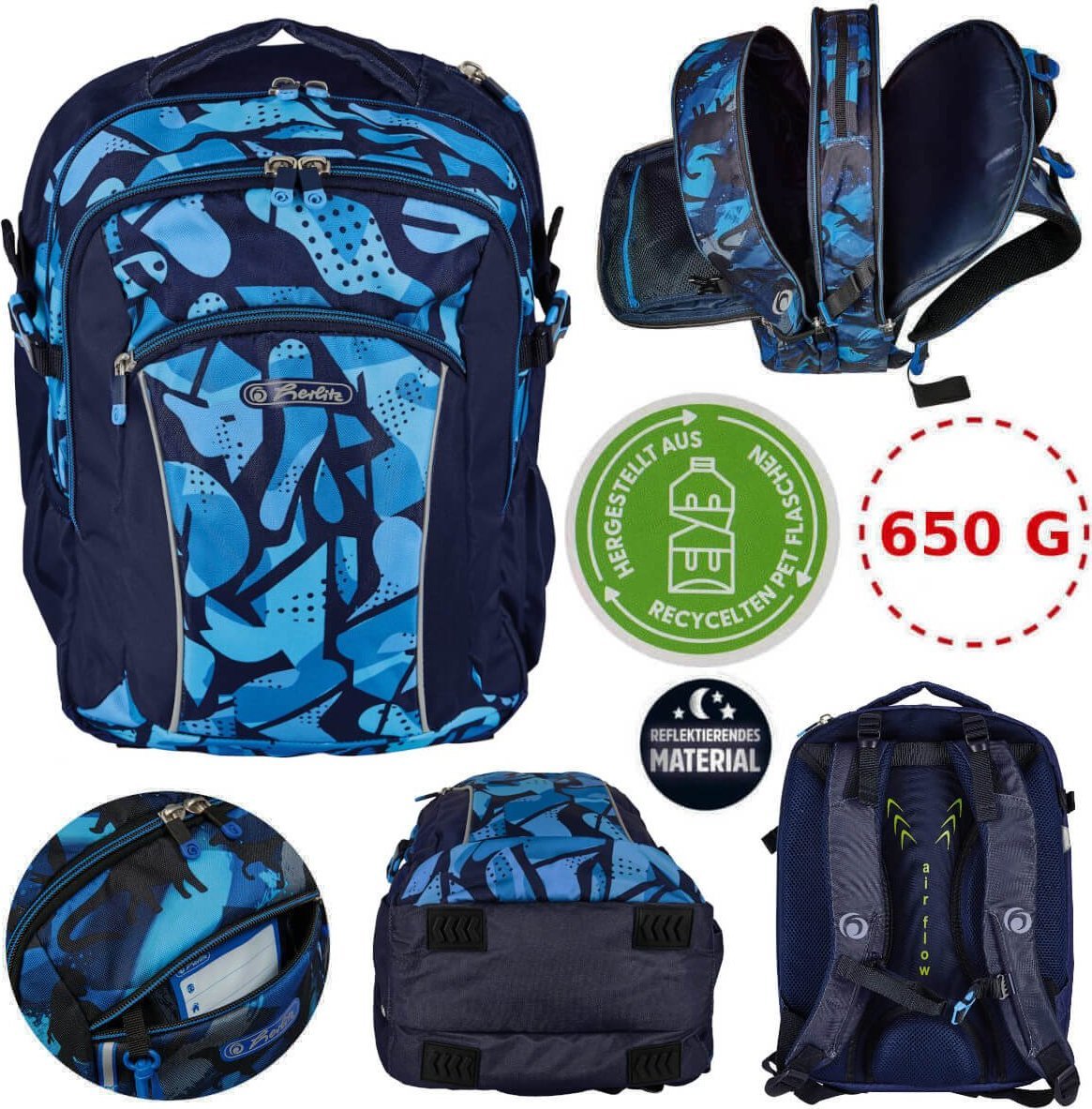 Herlitz Plecak szkolny Ultimate Camo Blue