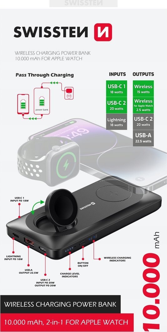 Powerbank Swissten Power Bank 10000 Mah