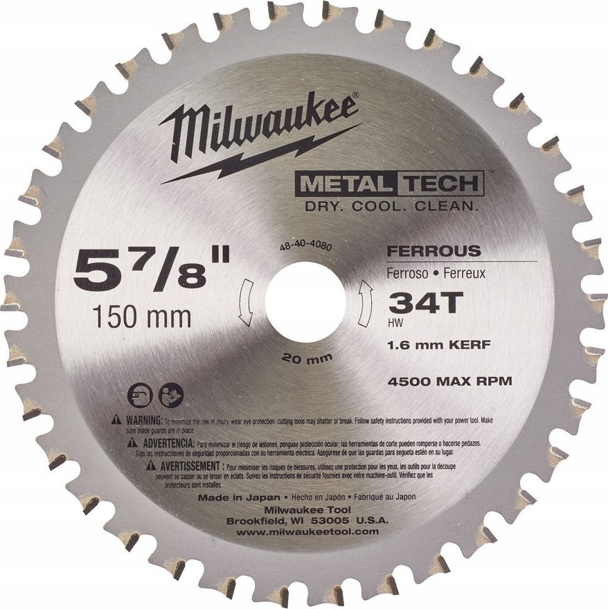 Milwaukee Piła tarczowa 150x20mm, 34z, do