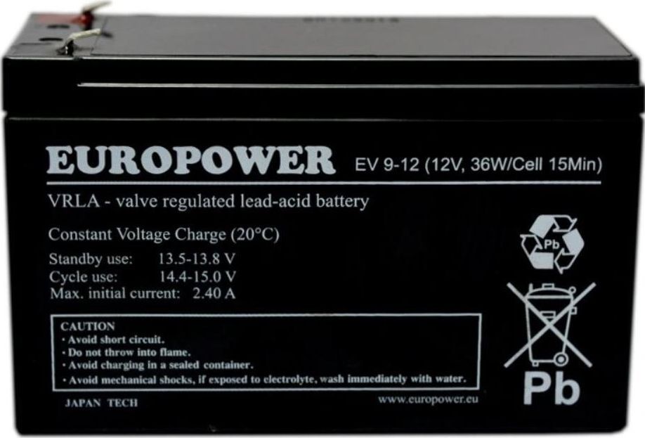 BATTERY 12V 9AH VRLA/EV9-12 T2 EUROPOWER