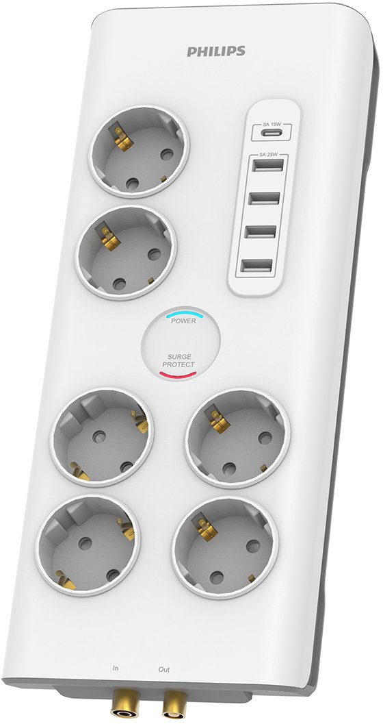 Listwa zasilająca Philips ochrona przeciwprzepięciowa 6