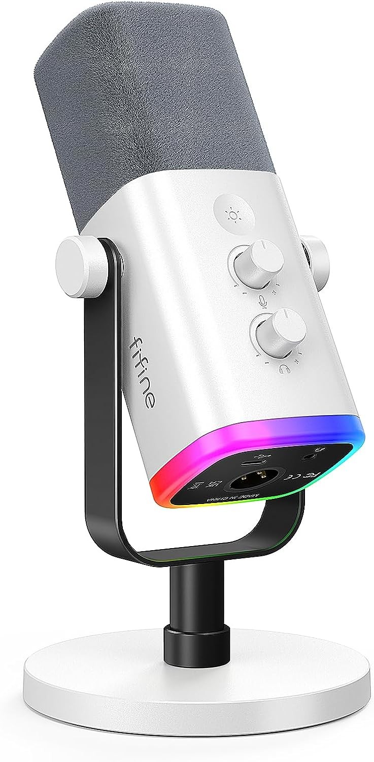 Fifine AM8W dynamic microphone with stand
